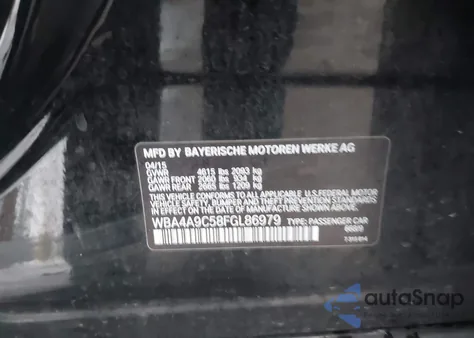 2015 BMW 428 Gran Coupe z USA, uszkodzony, nr VIN WBA4A9C58FGL86979